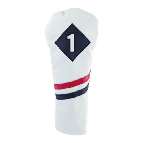 Ram Golf Vintage PU Leather Headcovers Set, White, Driver, Wood, Hybrid (1,3,x)