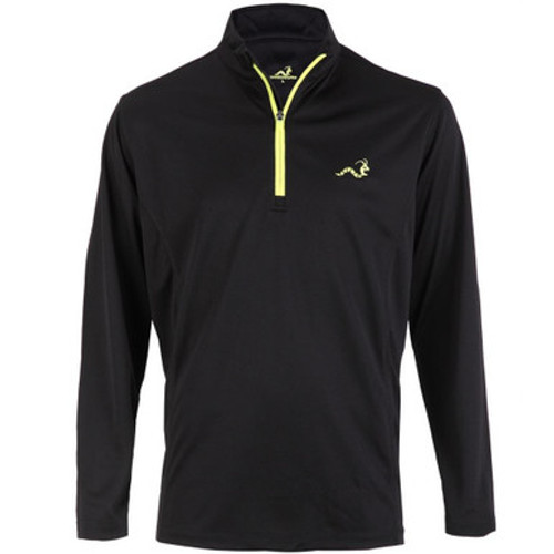 Woodworm Golf Mens 1/4 Zip Pullover Sweater Jumper, Black/Neon