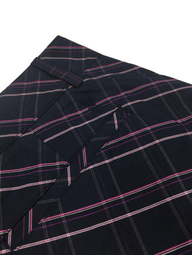 Ashworth Ladies Modern Navy Shorts with Pink Checks - Size 6