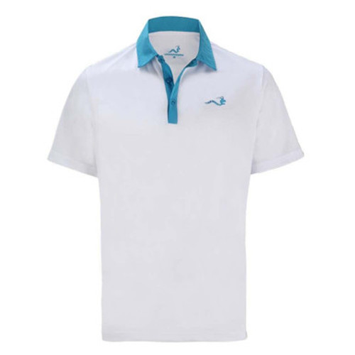 Woodworm Solid Tech Golf Polo Shirts - White/Blue