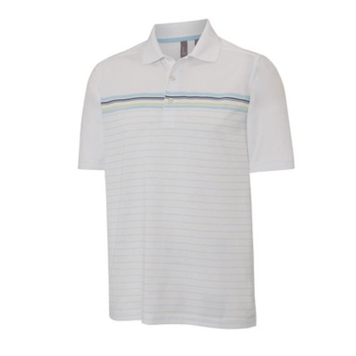 Ashworth Mens Striped Mesh Polo White / Aqua