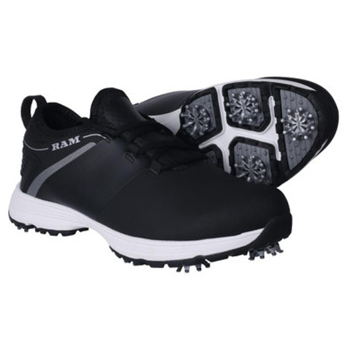 Ram Golf XT1 Mens Waterproof Golf Shoes, Spiked, Black