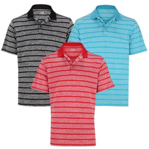 Woodworm Golf Clothes Heather Stripe Mens Polo Shirts 3 Pack