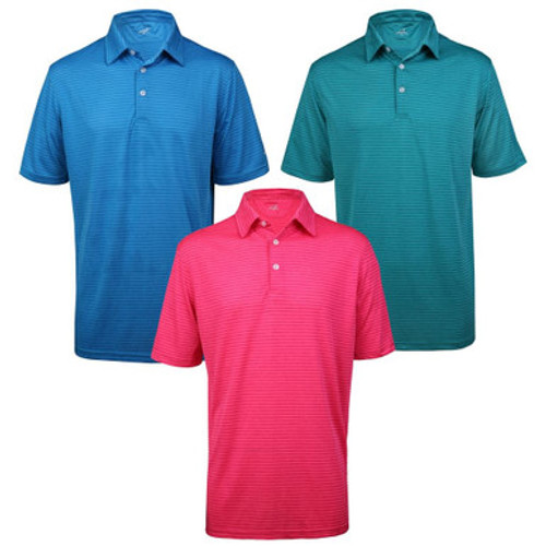 3 PACK Woodworm Golf Polo Shirts, Bold Stripe