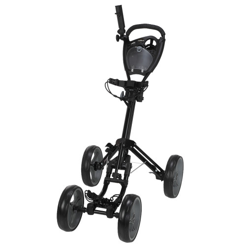 Caddymatic Golf Quad 4-Wheel Folding Golf Pull Push Trolley Black Caddymatic Golf Quad 4-Wheel Folding Golf Pull Push Trolley Black