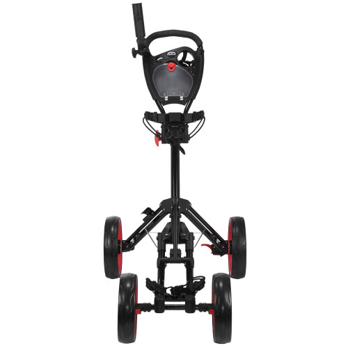 Caddymatic Golf Quad 4-Wheel Folding Golf Pull Push Trolley Black/Red Caddymatic Golf Quad 4-Wheel Folding Golf Pull Push Trolley Black/Red