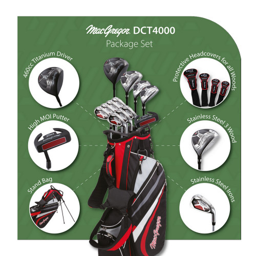 MacGregor Golf DCT4000 Golf Clubs Set with Bag, Mens Right Hand (12 Clubs / 16 Pieces)