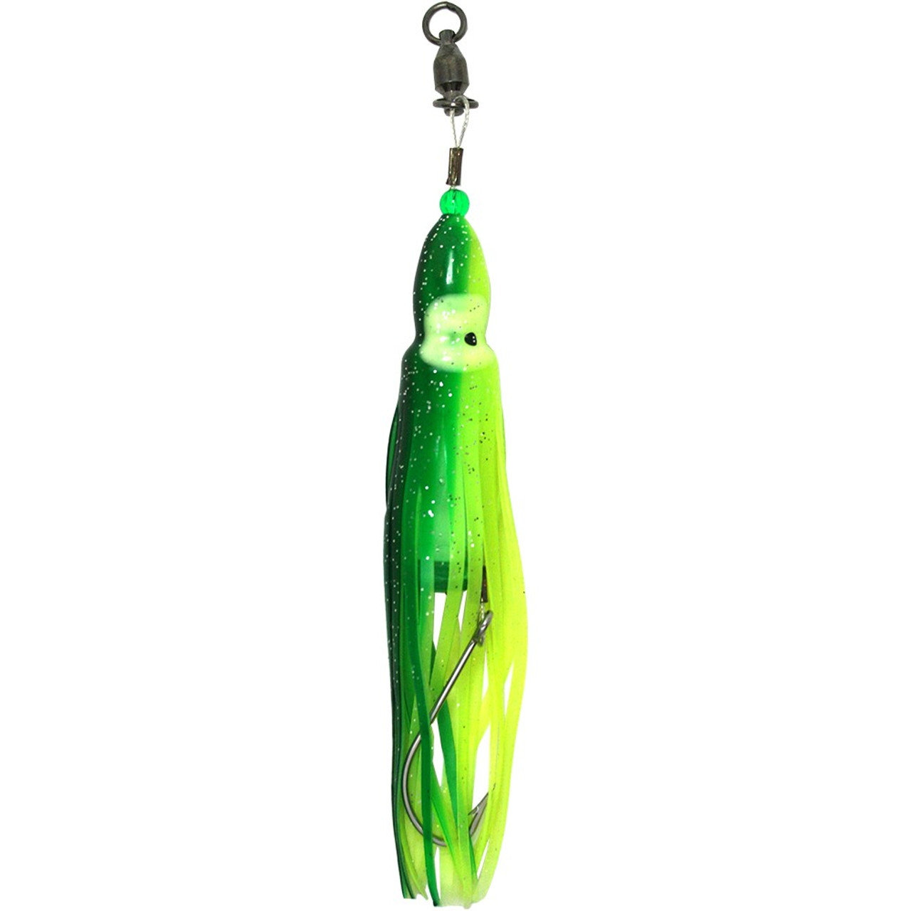 Squid Skirt Hoochie Lure - Green & Yellow