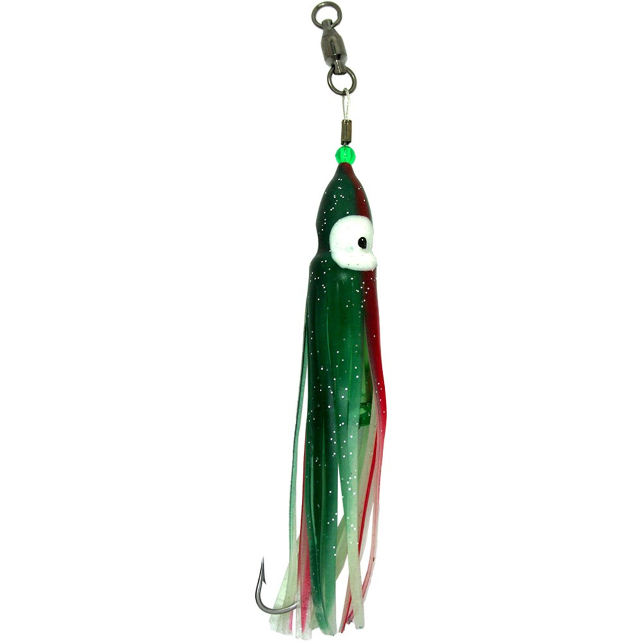 Squid Skirt Hoochie Lure - Luminous Green with Red Stripe