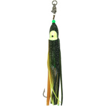 Squid Skirt Hoochie Lure - Glow in Dark Green with Blue Highlight - ColdTuna