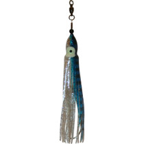 Squid Skirt Hoochie Lure - Blue & Silver Sparkle with Zebra Stripes