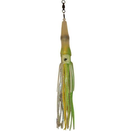 Everything Eats Squid - Neon Green and Silver Sparkle with Yellow Stripe