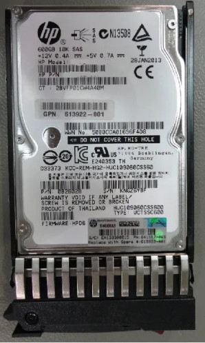 613922-001 - HP 600GB 10K RPM SAS 6Gb/s 2.5" HDD