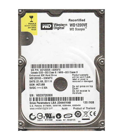 WD1200VE - Western Digital 120GB 5400RPM EIDE 8MB 2.5" HDD