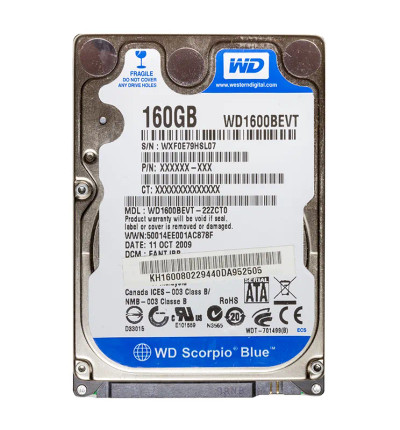 WD1600BEVT - WESTERN DIGITAL 160GB 5400RPM SATA 2.5" HDD