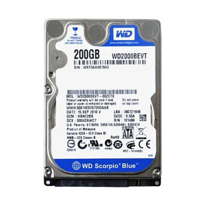Western Digital Scorpio 200GB 5400RPM SATA 3Gbps 8MB Cache 2.5 Internal Hard Drive for laptops