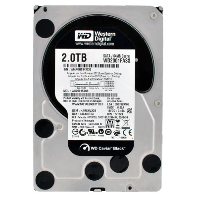 WD2001FASS Western Digital Caviar Black 2TB 7200RPM SATA 3G 64MB Cache HDD for Desktop Computers