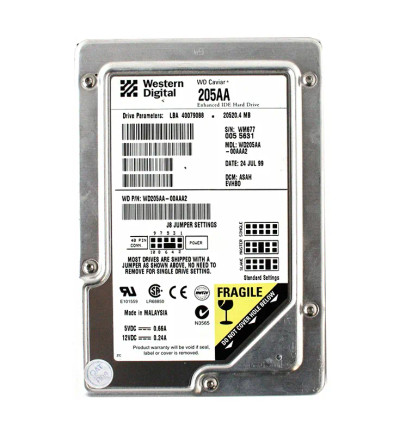 WD205AA - WESTERN DIGITAL 20.5GB 5400RPM EIDE 3.5" HDD