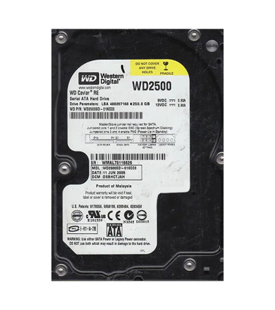 Western Digital Caviar RE 250GB SATA Hard Drive for Servers - 7200RPM - 8MB Cache - 3.5-inch