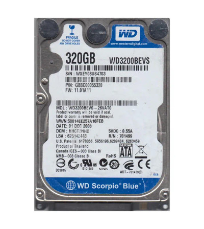WD3200BEVS - WESTERN DIGITAL 320GB 5400RPM SATA 2.5" HDD