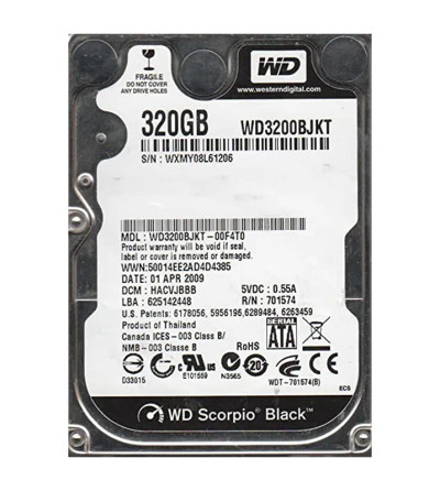 WD3200BJKT - Western Digital 320GB 7200RPM SATA 16MB 2.5" HDD