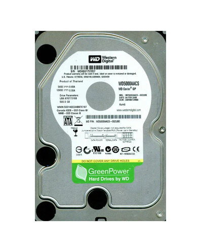 WD5000AACS - WESTERN DIGITAL 500GB 7200RPM SATA 3Gb/s HDD