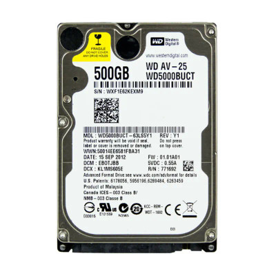 WD5000BUCT Western Digital AV-25 500GB 5400RPM SATA 3Gbps 16MB Cache 2.5 Internal Hard Drive for AV applications
