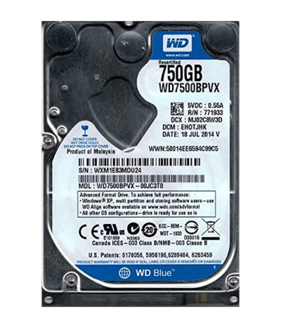 WD Blue 750GB 5400RPM SATA 6Gbps 2.5 HDD for laptops - Compatible with ProLiant DL360p Gen8 servers