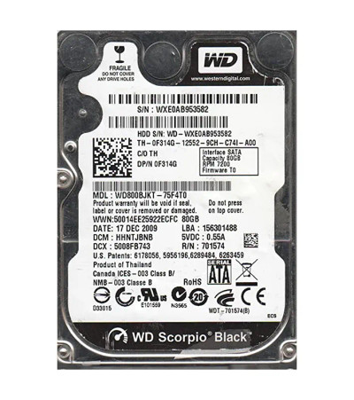 WD800BJKT - Western Digital 80GB 7200RPM SATA 3Gb/s 2.5" HDD