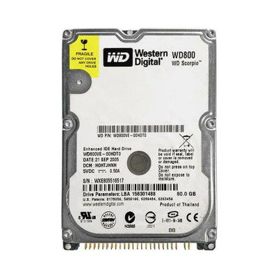 WD800VE Western Digital Scorpio 80GB 5400RPM 2.5 Internal Hard Drive for ATA-100 with 8MB Cache