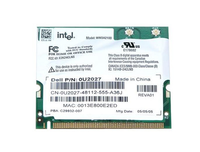 Intel PRO/Wireless 2100 Mini PCI Wireless Network Adapter for IEEE 802.11b, compatible with Type 3A, 2.4GHz - WM3A2100