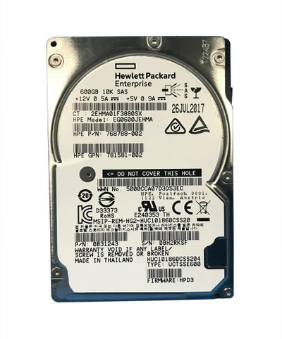 768788-002 - HP 600GB 10K RPM SAS 12Gb/s 2.5" HDD