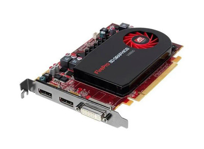 Dell ATI FirePro V4800 1GB GDDR5 graphics card for PCI Express 2 x16 slots, with Dual-Link DVI-I and 2x DisplayPort.