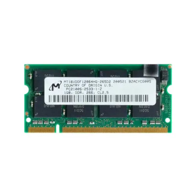 Micron 1GB DDR-266MHz PC2100 SoDimm Memory Module, Dual Rank, Non-ECC, CL2.5 - Compatible with 200-Pin laptops