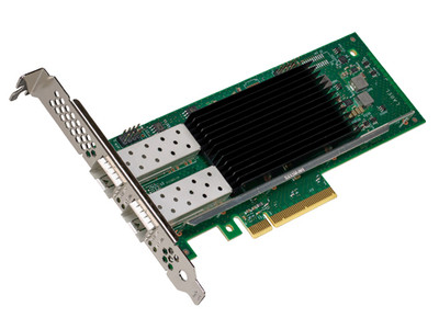 Intel E810XXVDA2 2-Port 25GBase-X SFP28 PCIe 4.0 x16 Fiber Ethernet Network Adapter for high-speed data transfer.