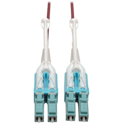Tripp Lite 10 Gb Duplex OM4 Fiber Patch Cable, Magenta, 8m - LC to LC, Push/Pull Tabs - Compatible with Multi-mode
