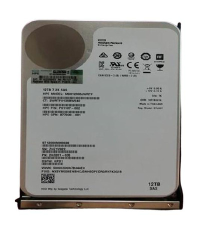 HPE D8000 12TB 7200RPM SAS 12G Midline LFF Hard Drive with Tray - Compatible with Servers - Helium 512e Signed Firmware