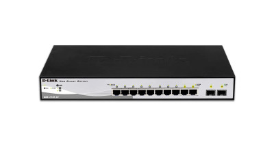 D-Link DGS-1210-10 Web Smart Gigabit Switch, 8 Ports with 2 SFP Slots, for Networking Servers