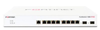 Fortinet 108E-FPOE 8-Ports Gigabit Ethernet Switch with SFP Ports, Fanless, Layer2 Managed - Ideal for Network