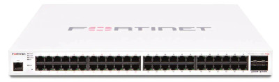 Fortinet Fortiswitch-448d-Poe Layer 2 Poe+ Switch mounted in server rack