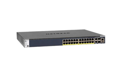 NetGear M4300-28G-POE+ 24-Port PoE+ Switch, 2x 10GBase-T, 2x SFP+, Layer 3 Managed - GSM4328PB