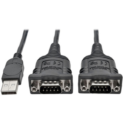 Tripp Lite 6ft 2-Port USB to DB9/ RS 232 Serial Adapter FTDI, w/ COM Retention - Serial adapter - USB - RS-232 x 2 - black