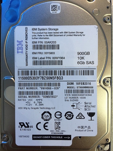 00AK203 - IBM 900GB 10000RPM SAS 6Gb/s Hot-Swappable 2.5-inch Hard Drive for Storewize V5000