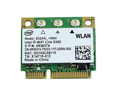 0KW374 - Dell Wireless 5300 Mini PCIe 802.11a/b/g/n 150Mbps Network Card