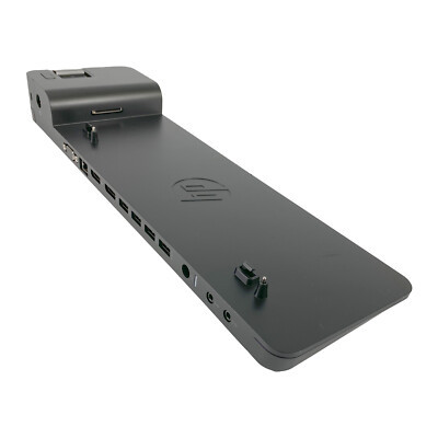 HP Ultra-Slim Base Docking Station for EliteBook 2740P Series, sleek design, compatible with HP laptops, office setting