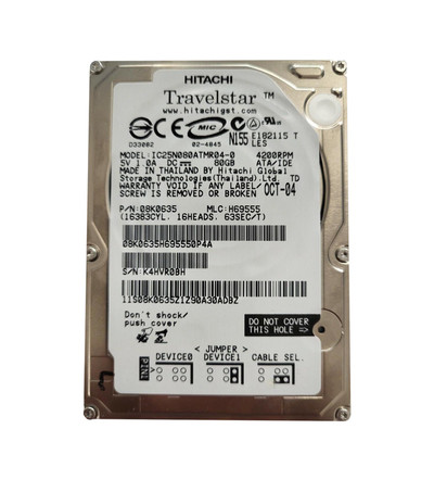 08K0635 - Hitachi 80GB 4200RPM ATA-100 2.5" Laptop HDD