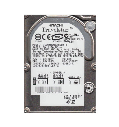 08K1087 - Hitachi 20GB 4200RPM IDE 2.5" HDD