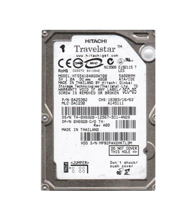 0A25382 - Hitachi 40GB 5400RPM IDE ATA-100 8MB 2.5" HDD