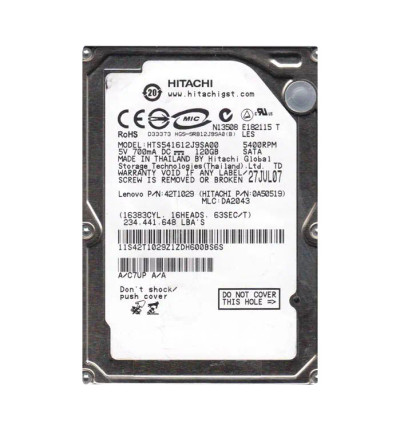 0A50519 - Hitachi 120GB 5400RPM SATA 8MB 2.5" HDD