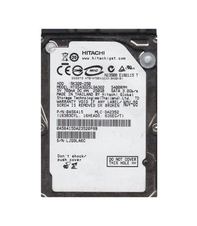Hitachi 250GB 5400RPM SATA 2.5 Hard Drive for Travelstar - 0A56415